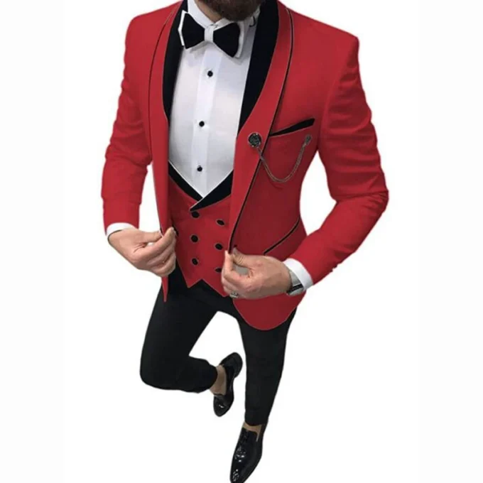 New 3 Piece Wedding Men Suits Groosmen Tuxedo Fashion Formal Business Suit Slim Fit Wedding Prom Party Male Blazer Costume Homme