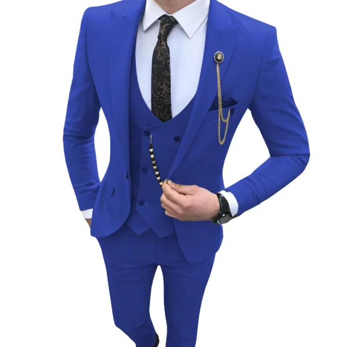 Latest Design Wedding Men's Suits Silm Set Groomsmen Tuxedo Formal Business Smoking Suit Prom Dress Male Blazer Vest with Pants