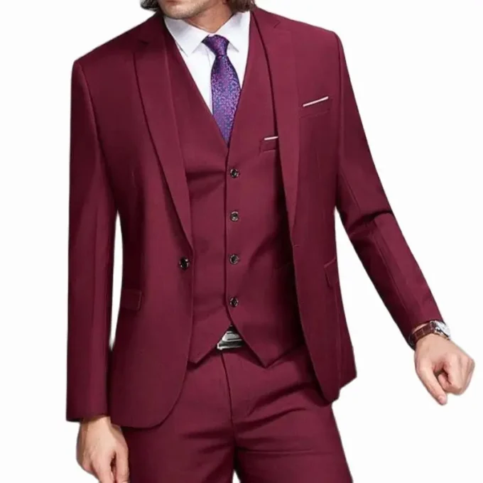 New Design Handsome Male Suit 2025 Slim Fit Groom Tuxedo Wedding Formal Groomsmen Wear 3 Piece Best Men Suit (Jacket+Pants+Vest)