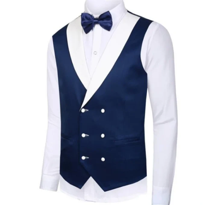2024 Navy Blue Men's Suit Groom Tuxedos Shawl Lapel Best Man Suits Mens Wedding Suits 3 Piece Costume Homme (Jacket+Pants+Vest)