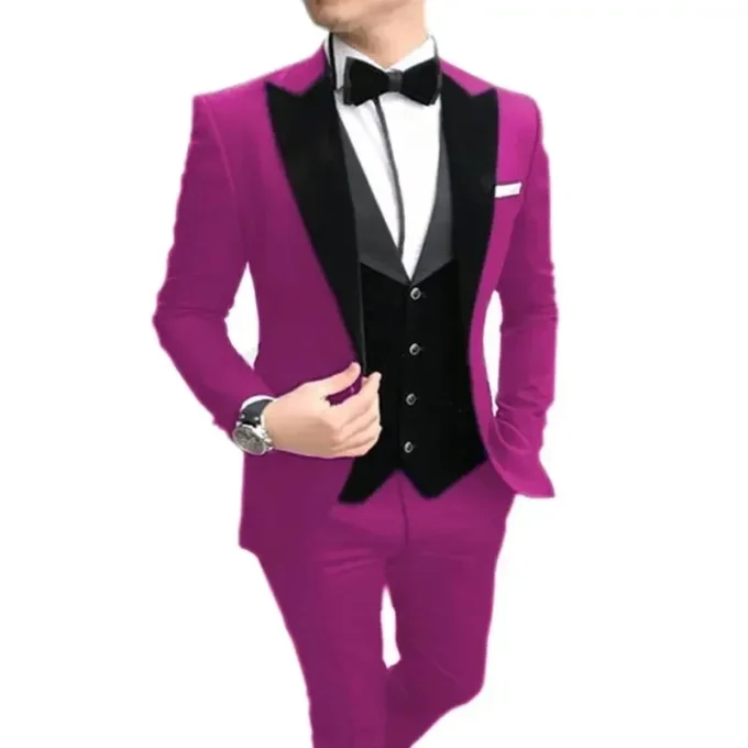 Men Suits Slim Fit 3 Pieces Best Men Wear Wedding Business Groom Tuxedos Blazer+Vest+Pants Costume Homme