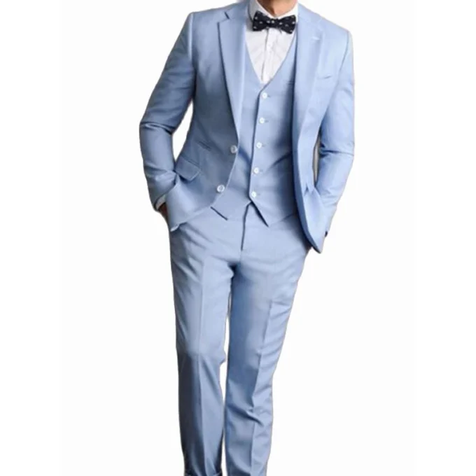 New Slim fit Skinny Two Buttons Beach Suits for Men Wedding Prom Tuxedo Business Suit 3 Piece (Jacket+Pant+Vest)Trajes De Hombre