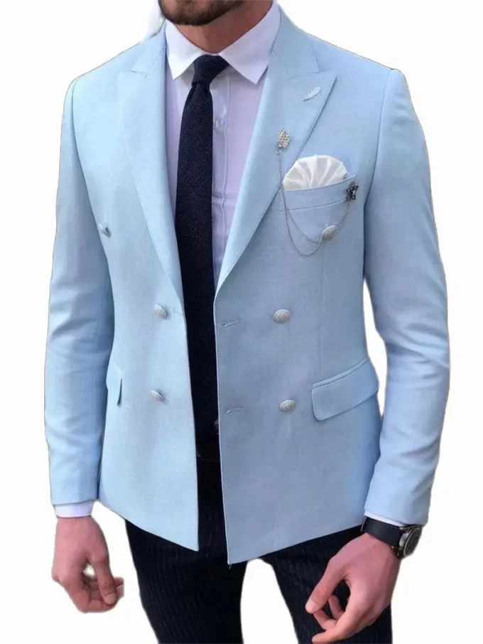 Blazer Sets 2 Piece Men Suits Wedding Costume Homme Striped Pants Prom Terno Masculino Slim Fit Groom Tuxedos Business Blazer