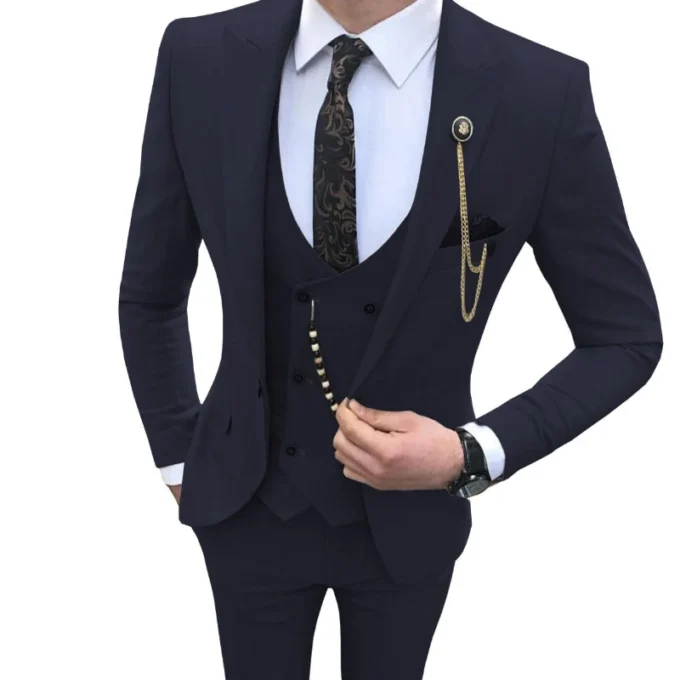 Latest Design Wedding Men's Suits Silm Set Groomsmen Tuxedo Formal Business Smoking Suit Prom Dress Male Blazer Vest with Pants