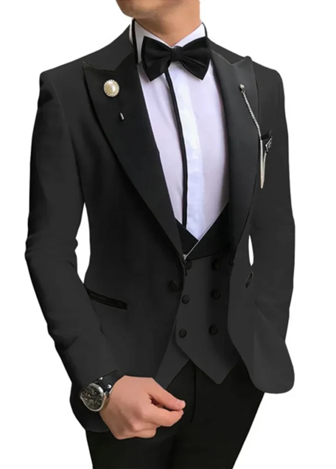 Sky Blue Men Suits 2023 Custom Made Groom Groomsmen Tuxedos Wedding Men Suit Terno Masculino (Jacket+Pant+Vest)